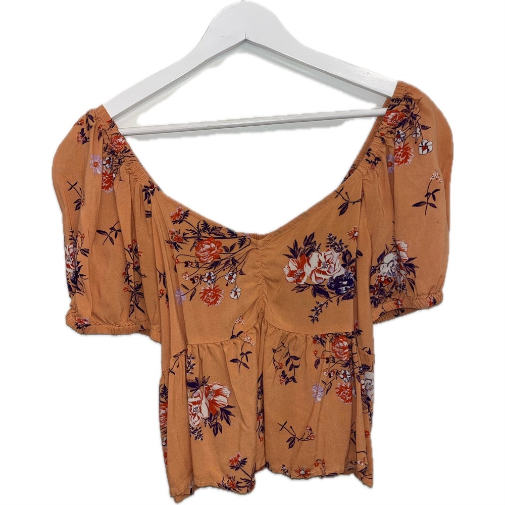 Abound Floral Off-Shoulder Blouse in Orange and Purple